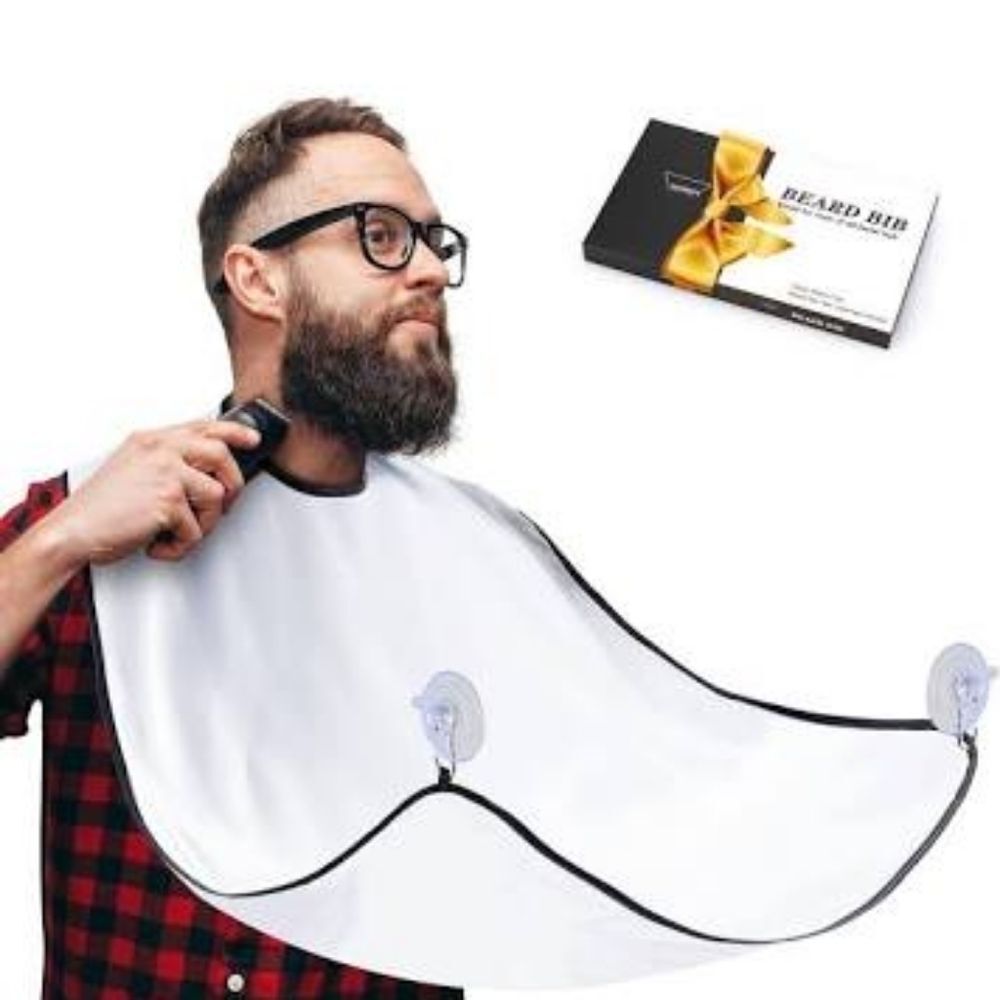 Beard King Shaving Cape Grooming Bib White with Suction Cups One Size